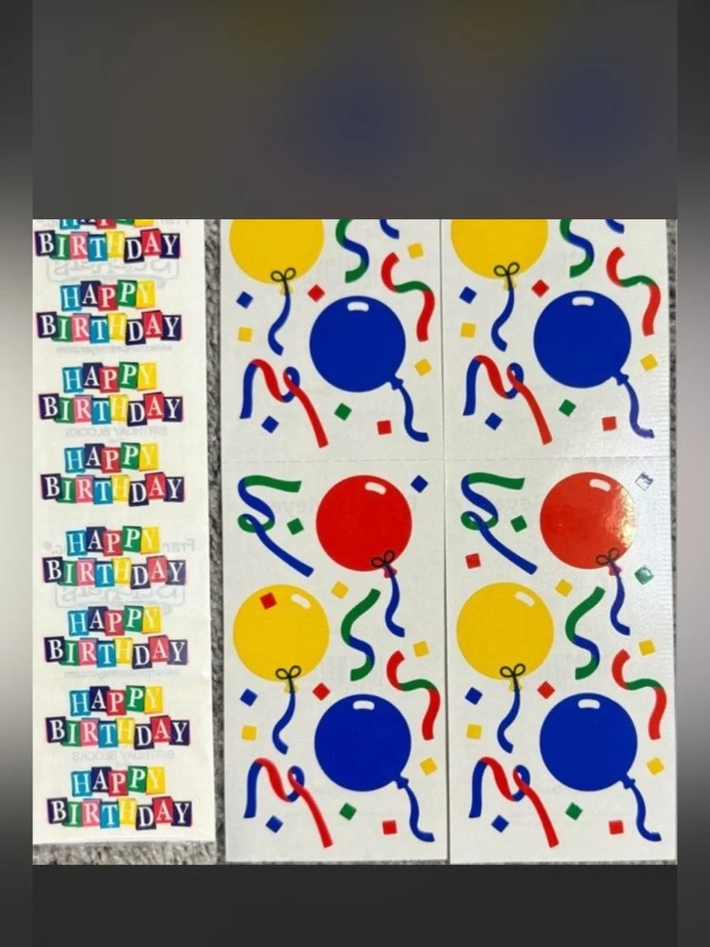 $2 Happy Birthday Balloon Sticker Sheets $2 WITH ANY $10 ORDER OR MORE